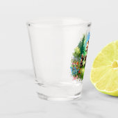 Schattige waterverfbeer en welp  shot glas (Links)
