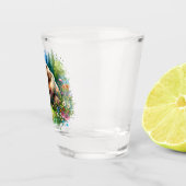 Schattige waterverfbeer en welp  shot glas (Rechts)