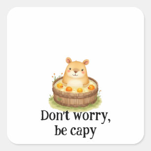Schattige waterverfcapybara in bubbelbad met sinaa vierkante sticker