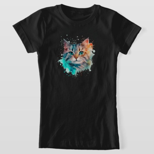 Schattige waterverfkat t-shirt (Laagn)