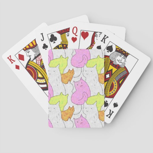 Schattige waterverfkatten Doodle-patroon Pokerkaarten (Achterkant)