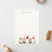 Schattige waterverfkatten Harig en helder Kerstmis Notitiekaartje (Voorkant / Achterkant in situ)