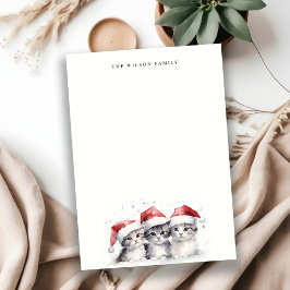 Schattige waterverfkatten Harig en helder Kerstmis Notitiekaartje