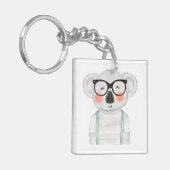 Schattige waterverfkoala met bril sleutelhanger (Voorkant Links)
