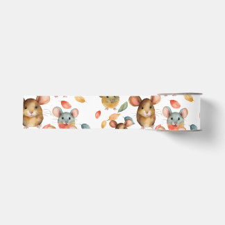 Schattige waterverfmuizen en herfstbladerenpatroon grosgrain lint