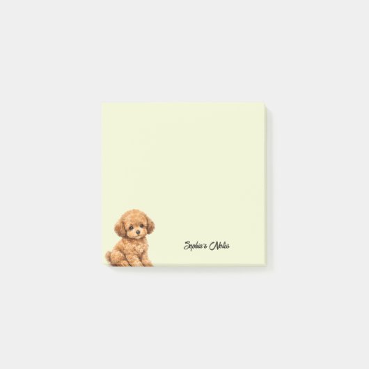 Schattige waterverfpoedel trendy op maat post-it® notes (Voorkant)