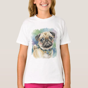 Schattige waterverfpuckel met bril t-shirt