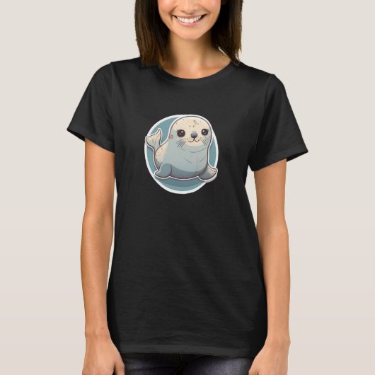 Schattige waterverzegeling van de Goedkeuring Cute T-shirt (Voorkant)