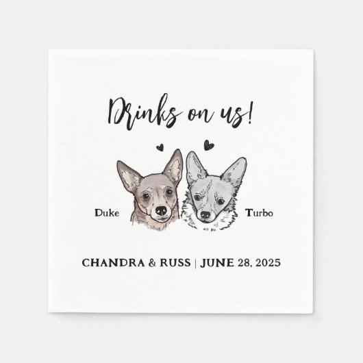 Schattige We Do Too 2 Dogs Wedding Napkins Servet (Voorkant)