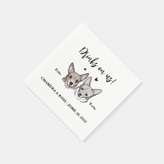 Schattige We Do Too 2 Dogs Wedding Napkins Servet (Hoek)