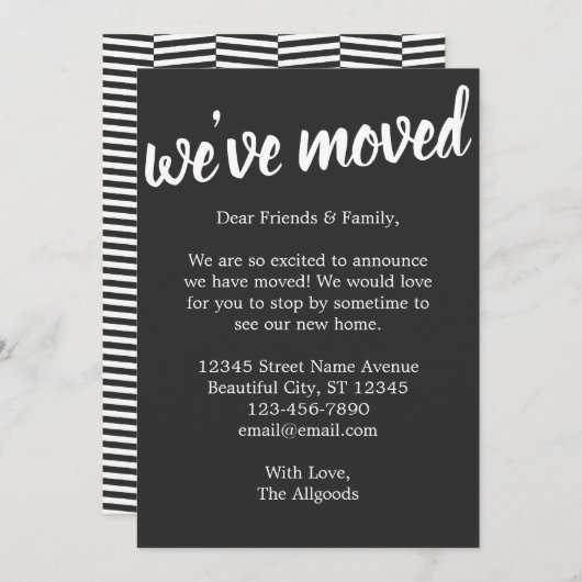 Schattige We hebben Black Pattern Moving-aankondig Aankondiging (Voorkant / Achterkant)