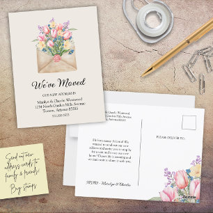 Schattige We hebben verhuisd Floral Nieuw adres Briefkaart