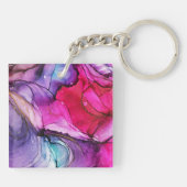 Schattige We Love You Oma Foto Paarse gemarmerd Sleutelhanger (Achterkant)