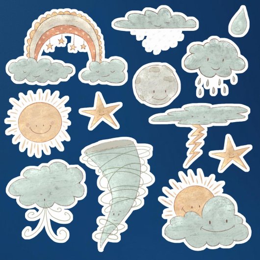 Schattige weer Boho Sun Clouds Scrapbook Sticker