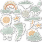 Schattige weer Boho Sun Clouds Scrapbook Sticker (Voorkant)