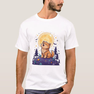 Schattige weerwolf die naar volle maan huilt Hallo T-shirt