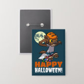 Schattige weerwolf Fijne Halloween! Snoep of een L Button (Voorkant / Achterkant)