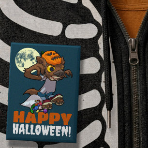 Schattige weerwolf Fijne Halloween! Snoep of een L Button