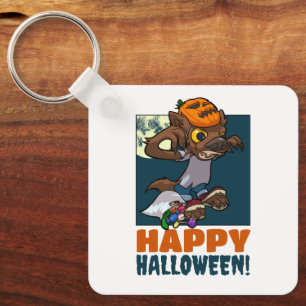 Schattige weerwolf Fijne Halloween! Snoep of een L Sleutelhanger