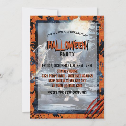 Schattige weerwolf Waterverf bos Kaart (Voorkant)