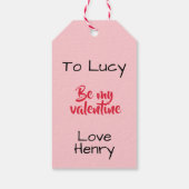 Schattige Wees mijn Valentijn Cat in Pink Heart Fo Cadeaulabel (Achterkant)