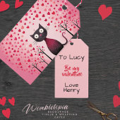 Schattige Wees mijn Valentijn Cat in Pink Heart Fo Cadeaulabel