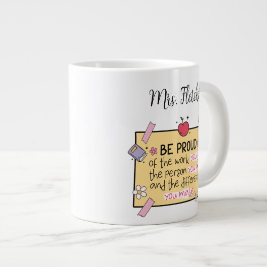 Schattige wees trots op een persoonlijke leerkrach grote koffiekop (Voorkant rechts)