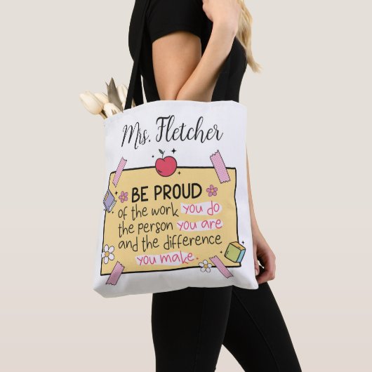 Schattige wees trots op een persoonlijke leerkrach tote bag (Dichtbij)