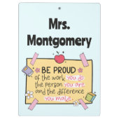 Schattige wees trots op gepersonaliseerde lerarenk klembord (Achterkant)