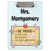 Schattige wees trots op gepersonaliseerde lerarenk klembord (Voorkant)
