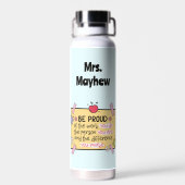 Schattige wees trots op gepersonaliseerde lerarenk waterfles (Achterkant)