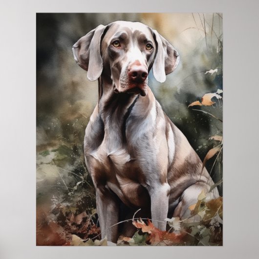 Schattige Weimaraner Dog Art Print Poster (Voorkant)
