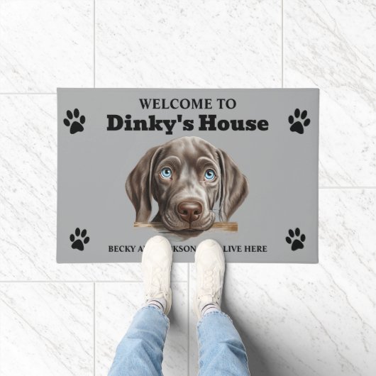 Schattige Weimaraner Hond Foto Deurmat (Binnen)