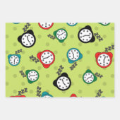 Schattige wekker met drie kleuren inpakpapier vel (Voorkant 2)