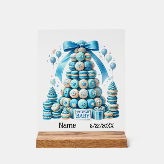 Schattige welkom babyjongen acryl bord (Voorkant)