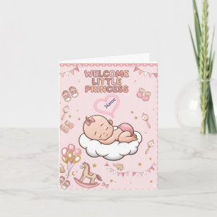 Schattige Welkom Kleine Prinses Roze Baby Meisje G Kaart