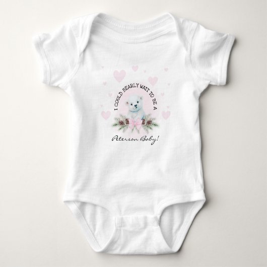 Schattige Welkom Nieuwe Baby Meisje Roze Hart Tedd Romper (Voorkant)