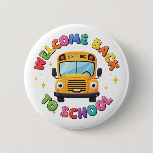 Schattige Welkom Terug naar de Schoolbus Ronde Button 5,7 Cm (Voorkant)