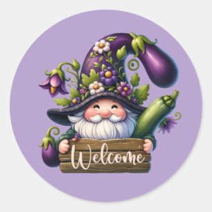 Schattige welkom tuin kabouter ronde sticker