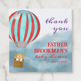Schattige welp in hete luchtballon baby shower bedankjes labels