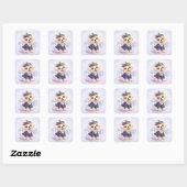 Schattige Welp Kapitein Vierkante Sticker (Vel)