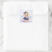 Schattige Welp Kapitein Vierkante Sticker (Tas)