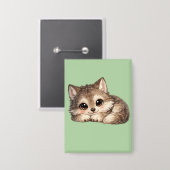 Schattige Welpenwolf met Grote Ogen Ontspannen Bos Button (Voorkant / Achterkant)