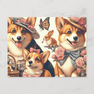 Schattige  Welsh Corgi Cardigan Briefkaart