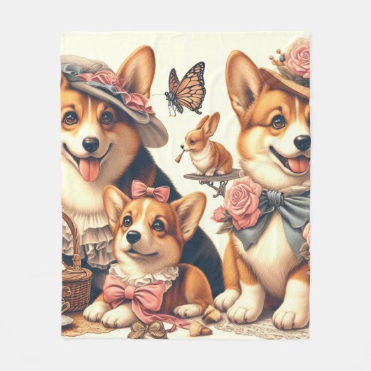 Schattige  Welsh Corgi Cardigan Fleece Deken (Voorkant)