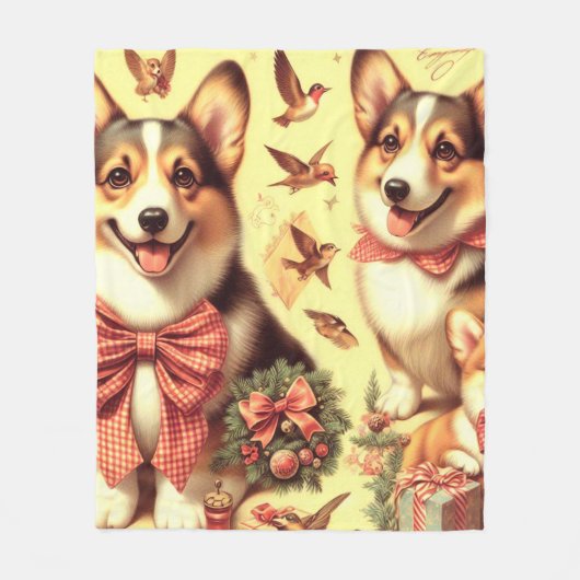 Schattige Welsh Corgi Cardigan Illustratie Fleece Deken (Voorkant)