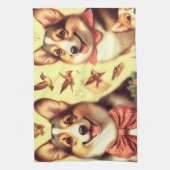 Schattige Welsh Corgi Cardigan Illustratie Theedoek (Verticaal)