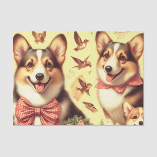 Schattige Welsh Corgi Cardigan Illustratie Tissuepapier (Voorkant)