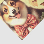 Schattige Welsh Corgi Cardigan Illustratie Tissuepapier (Detail)