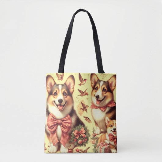 Schattige Welsh Corgi Cardigan Illustratie Tote Bag (Voorkant)